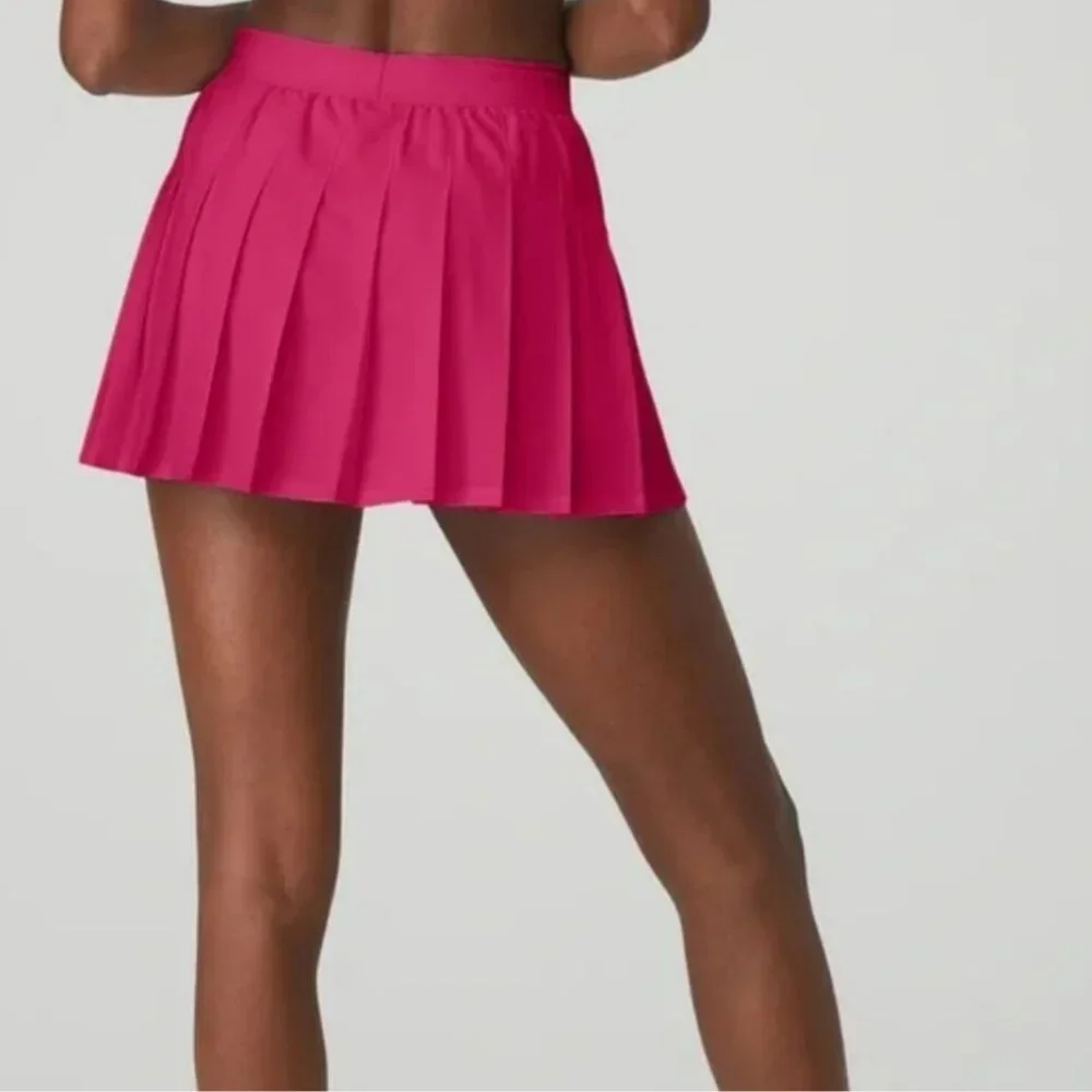 ALO Yoga Varsity Tennis Magenta Crush Pink Pleated Mini Skirt Skort Size Small
